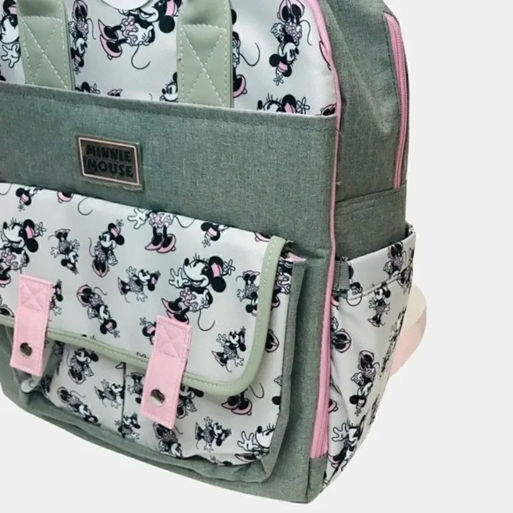 New! Disney Baby Minnie Mouse Multi-Piece Diaper Backpack Changing Pad Bag Set